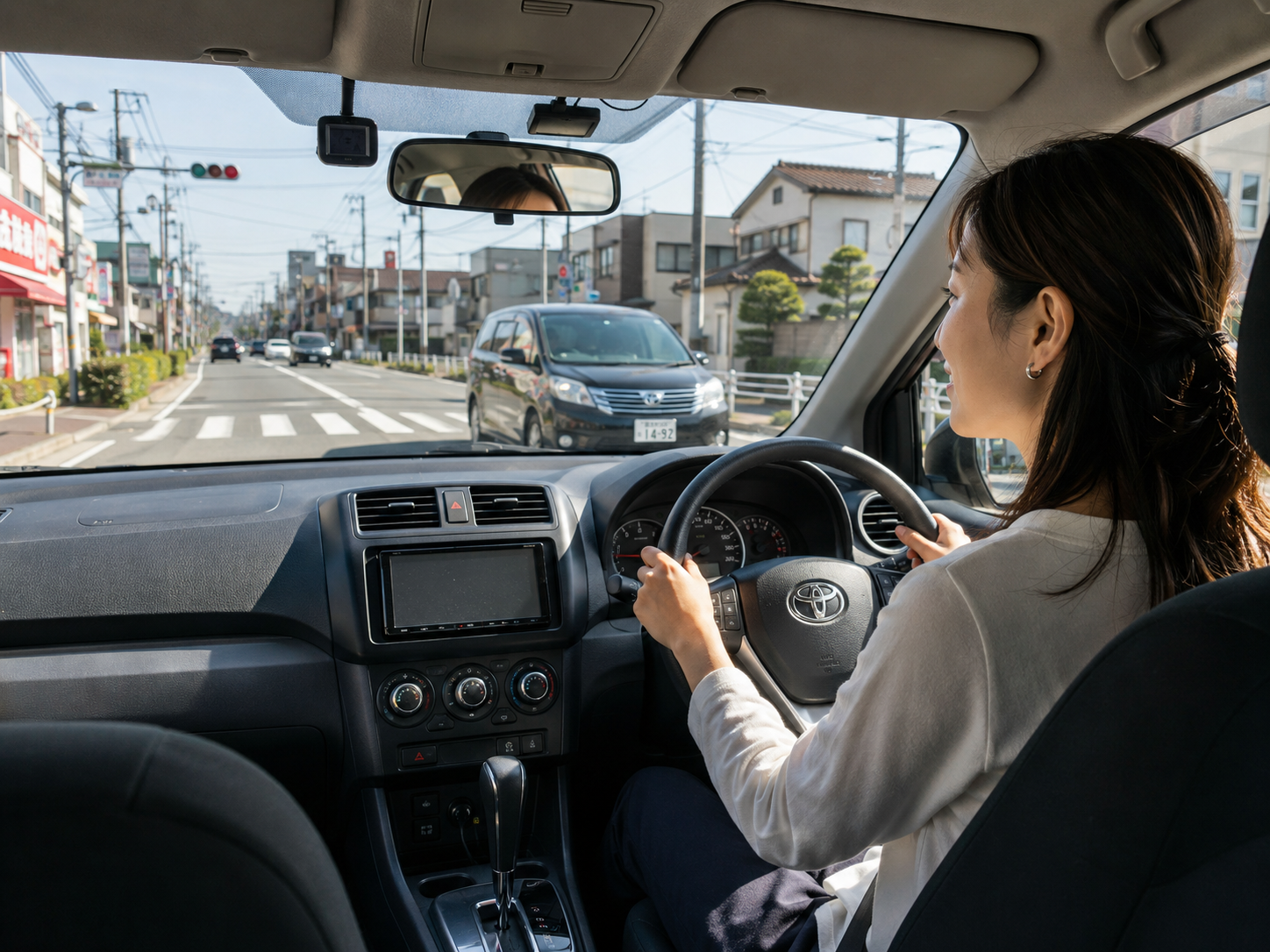 八千代市で車通勤に向けて運転席に座る女性