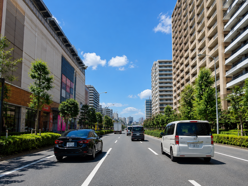 南砂町SUNAMO周辺で敷地に入る前に歩道の安全を確認する講習