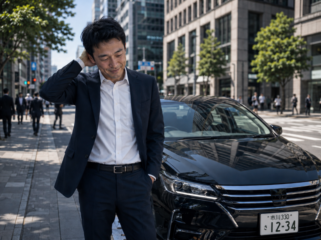 オートマ車のブレーキを離してクリープ現象を確認する練習