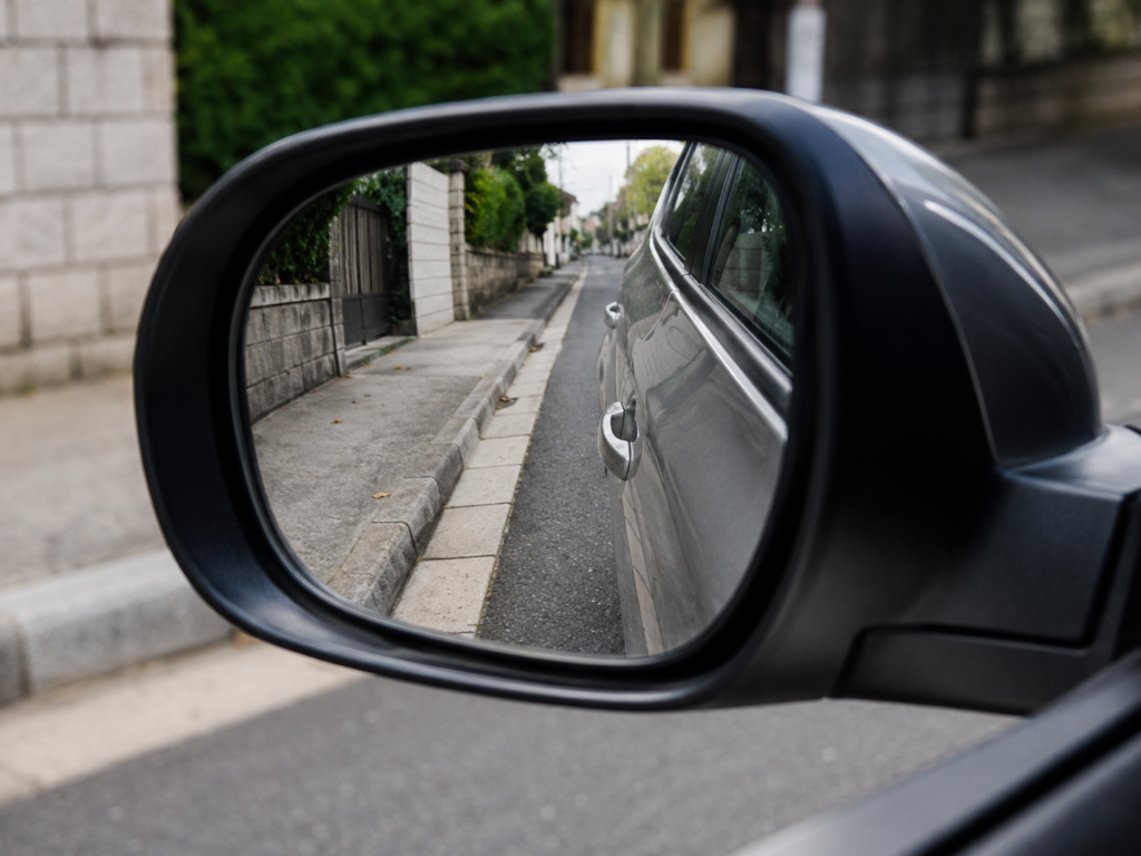 左側の車両感覚とサイドミラーを確認して走る練習