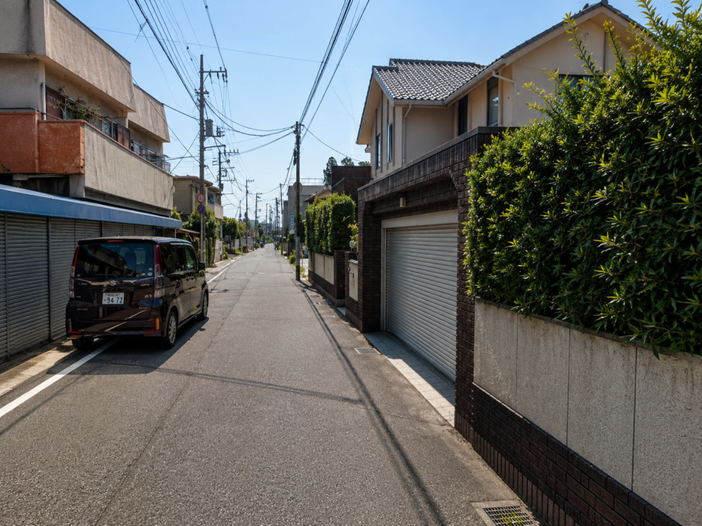 船橋市夏見台周辺の住宅街で発進と停止を確認するペーパードライバー講習