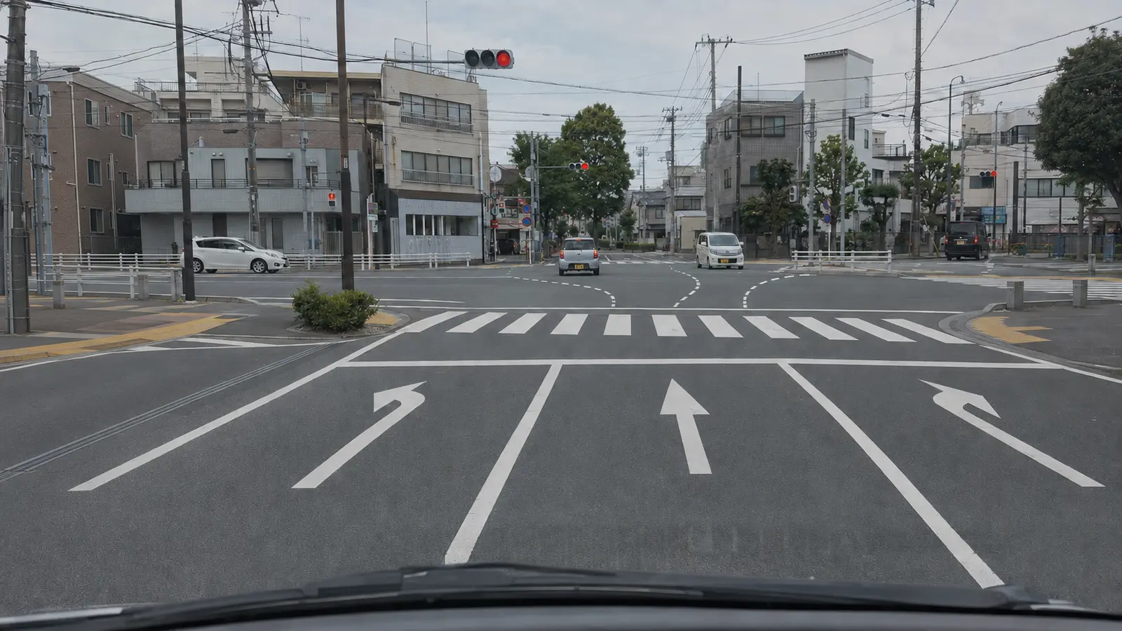 複数の道路と誘導線が交わる菅原橋交差点を描いたイラスト
