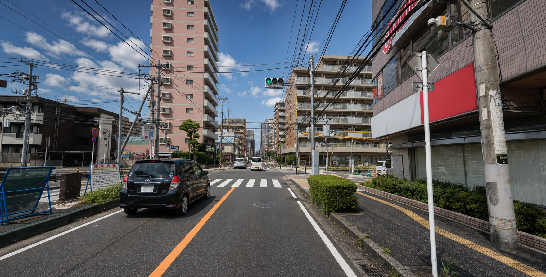 本八幡駅周辺の交差点と右左折練習のイメージ