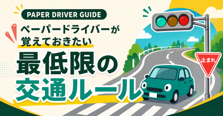 信号と道路標識を描いたペーパードライバー向け最低限の交通ルール記事のアイキャッチ