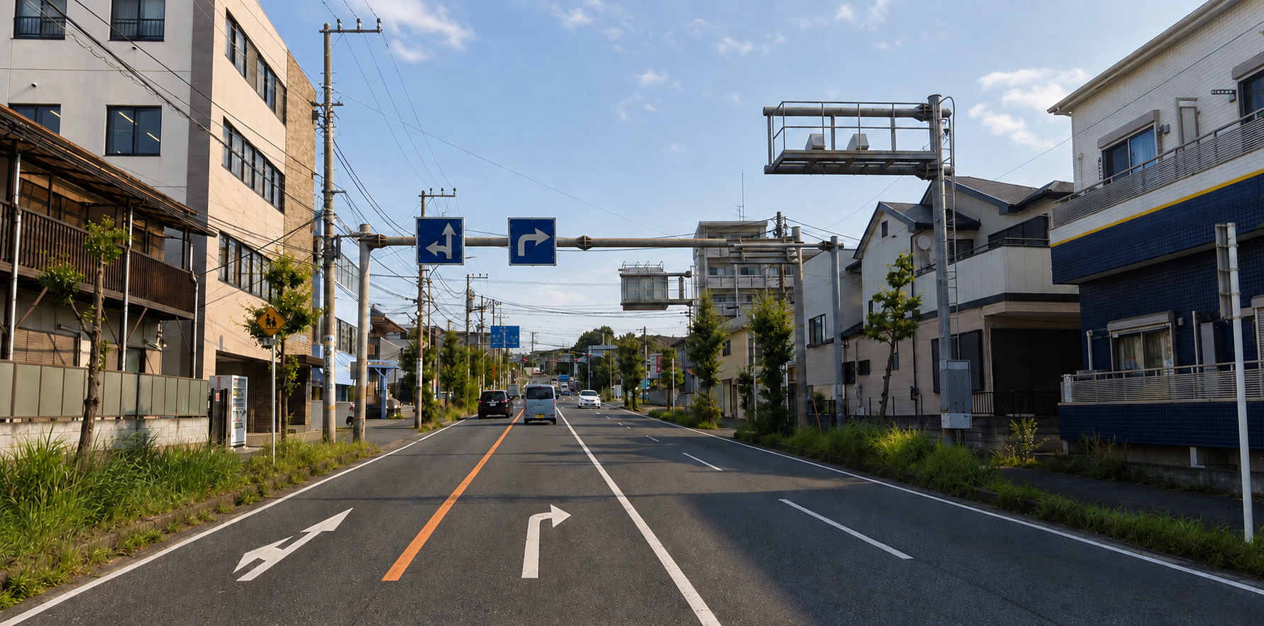 周囲の車の動きとレーン構造を確認する講習の様子