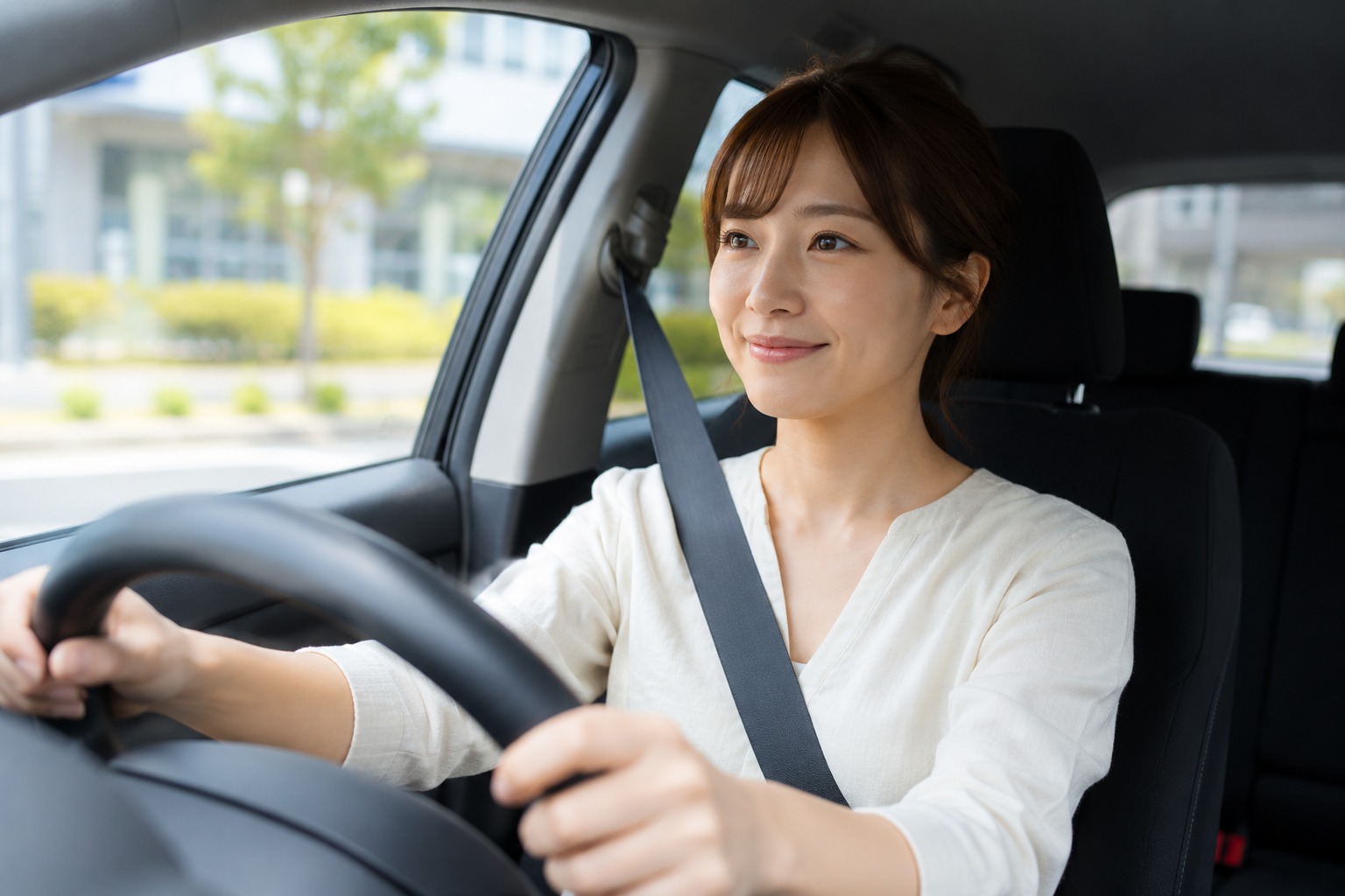 講習を終えて笑顔で運転を振り返るお客様