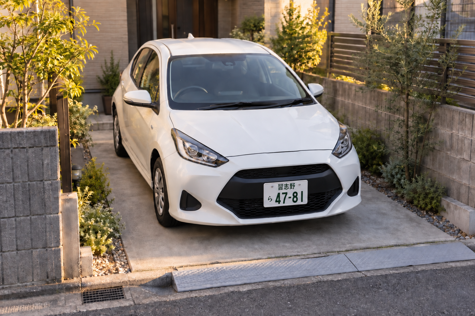 自宅車庫へまっすぐ駐車できたイメージ